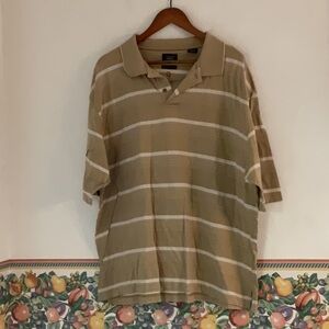 Haggar Striped Short Sleeve Polo Shirt, Size XXL, Tan